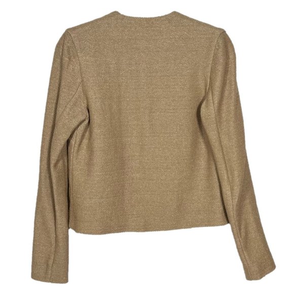 Nanushka Basket Weave Textured Open Cropped Camel Blazer Size Medium - Picture 3 of 6